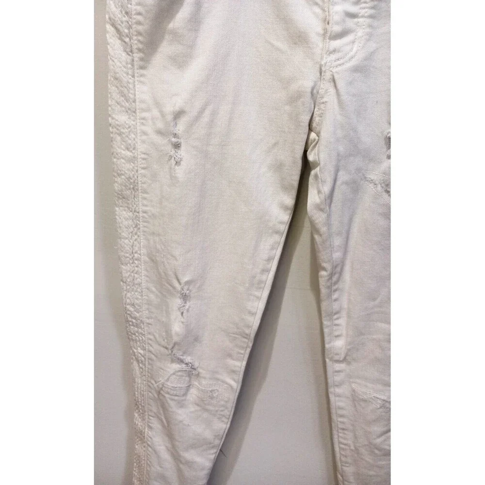 M N M L White Stretch Moto Denim Skinny Distressed Mens Jeans Size 29 Ankle Zip
